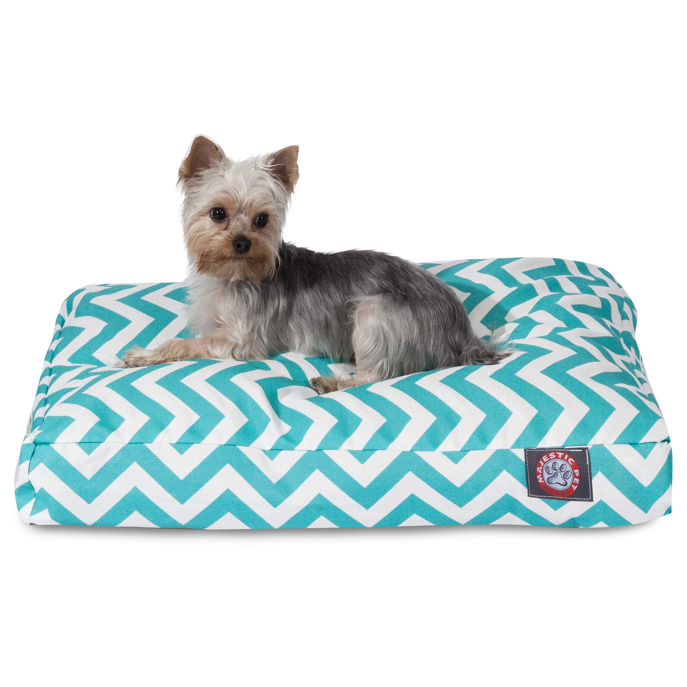 Washable Non-Slip Chevron Rectangle Dog Bed - Removable Cover Comfy Pet Crate Bed for Small Dogs - Teal Polyester Fiber Kennel Sleeping Pad | Perfect for Crates, Living Rooms & Bedrooms