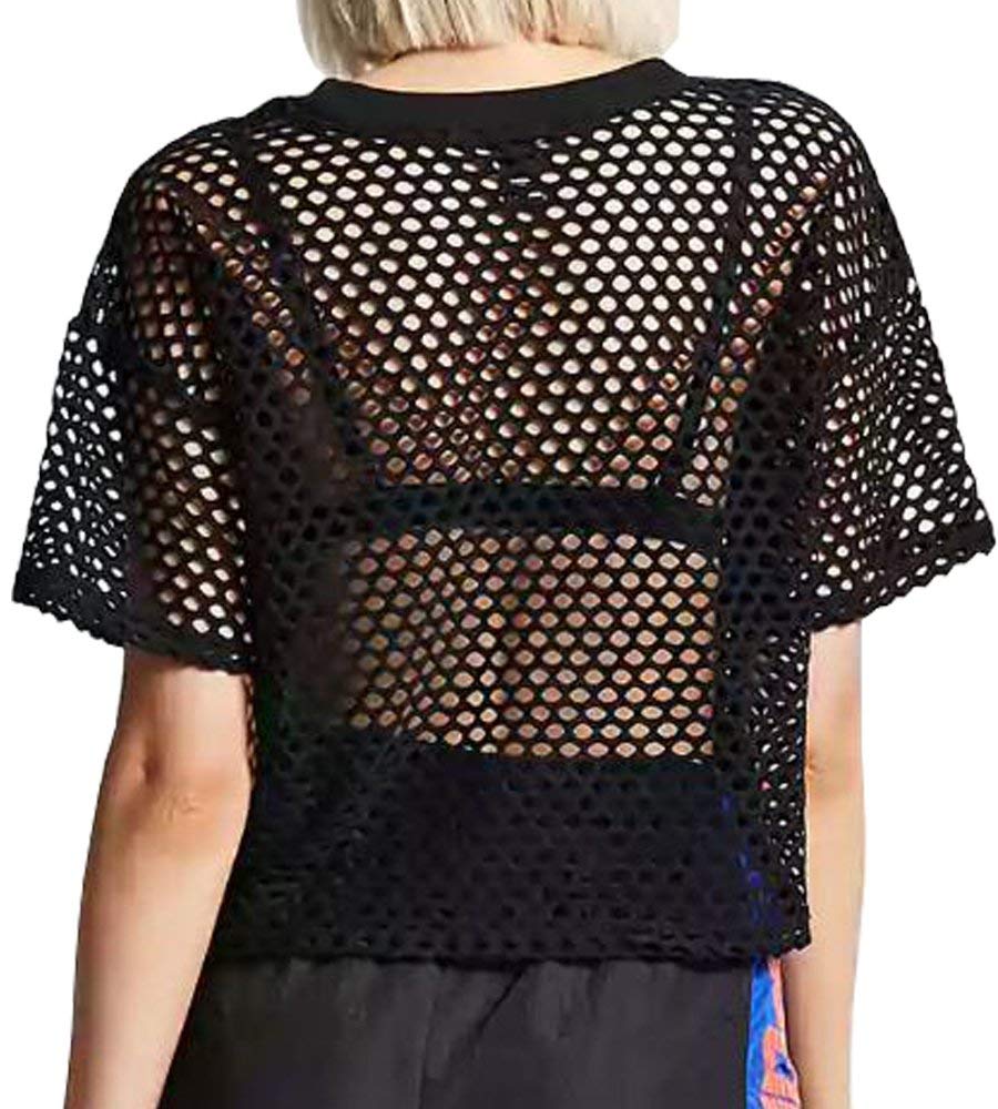 CLOZOZ Women's See-Through Mesh Fishnet Crop Top T-Shirt - Sexy Summer Beach Cover Up, Festival Outfit & Party Wear