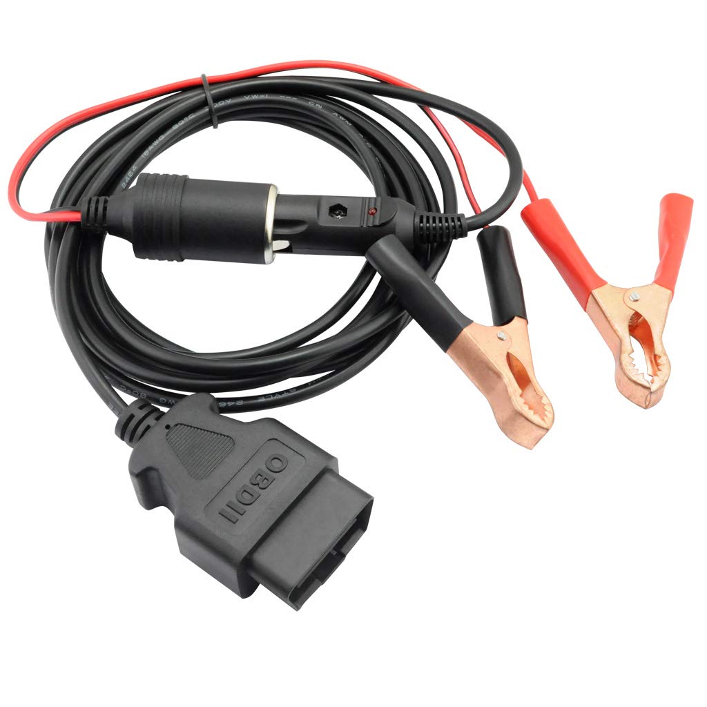 3M/10ft OBD II Vehicle ECU Emergency Power Supply Cable with Alligator Clips - 12V Car Battery Memory Saver & Cigarette Lighter Power Extension - Perfect for Car Maintenance, ECU Programming & Battery Replacement