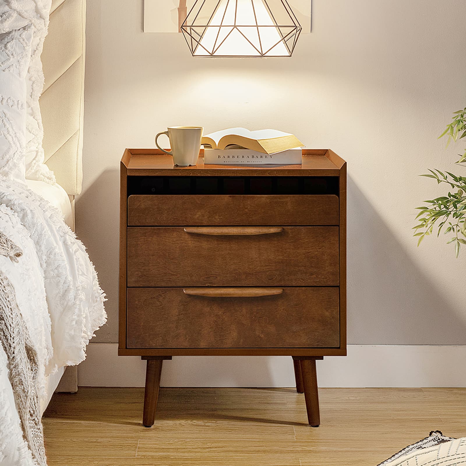 Janet 3-Drawer Nightstand with Optional Styles - Modern Bedside Table for Bedroom, Living Room & Office Storage