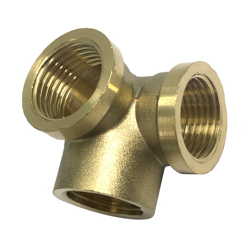 1/2 Inch Brass Pipe Fitting Tee - 3-Way Female Threaded Pipe Nipple Connector for Industrial Plumbing - DN15 Wall Corner (Ideal for Water, Gas, and HVAC Systems)