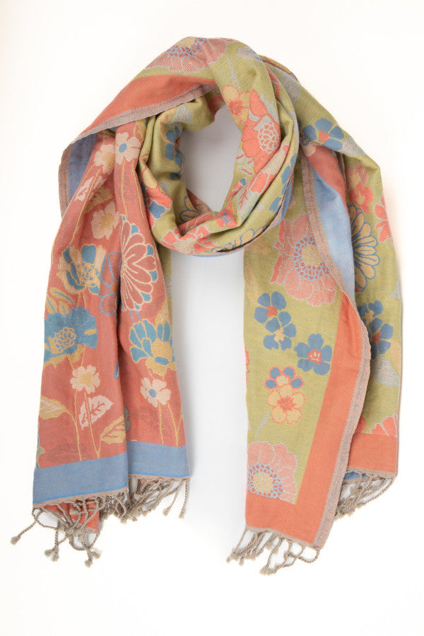 Fiore Pastel Reversible Scarf - Soft Lightweight Womens Fashion Accessory for Spring & Fall Outfits | Perfect for Work, Travel and Casual Wear