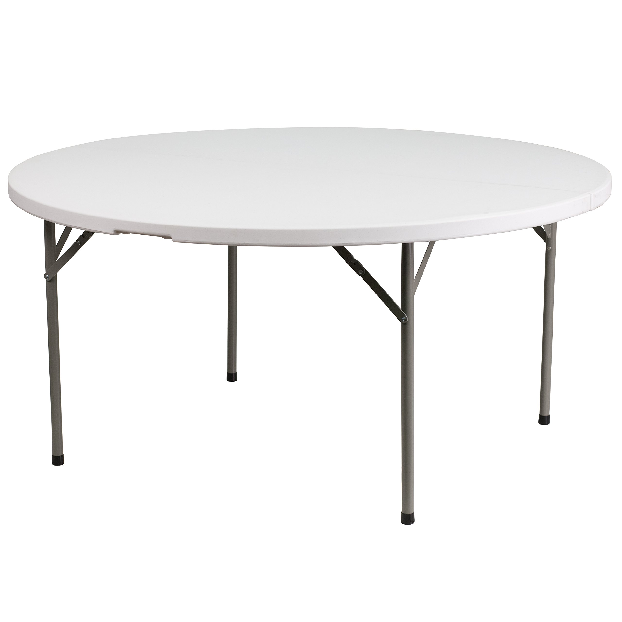 Flash Furniture Elon 5-Foot Round Plastic Folding Table - Portable & Lightweight for Indoor/Outdoor Use - Perfect for Parties, Banquets, Picnics, and Events - White