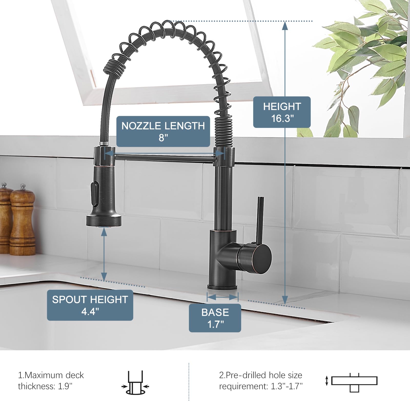 Oil Rubbed Bronze Kitchen Faucet - Commercial Single Handle Pull Down Sprayer Faucet for Sink, Single Hole Mount, Vintage Style (Perfect for Restaurant, Bar & Home Kitchen Use)