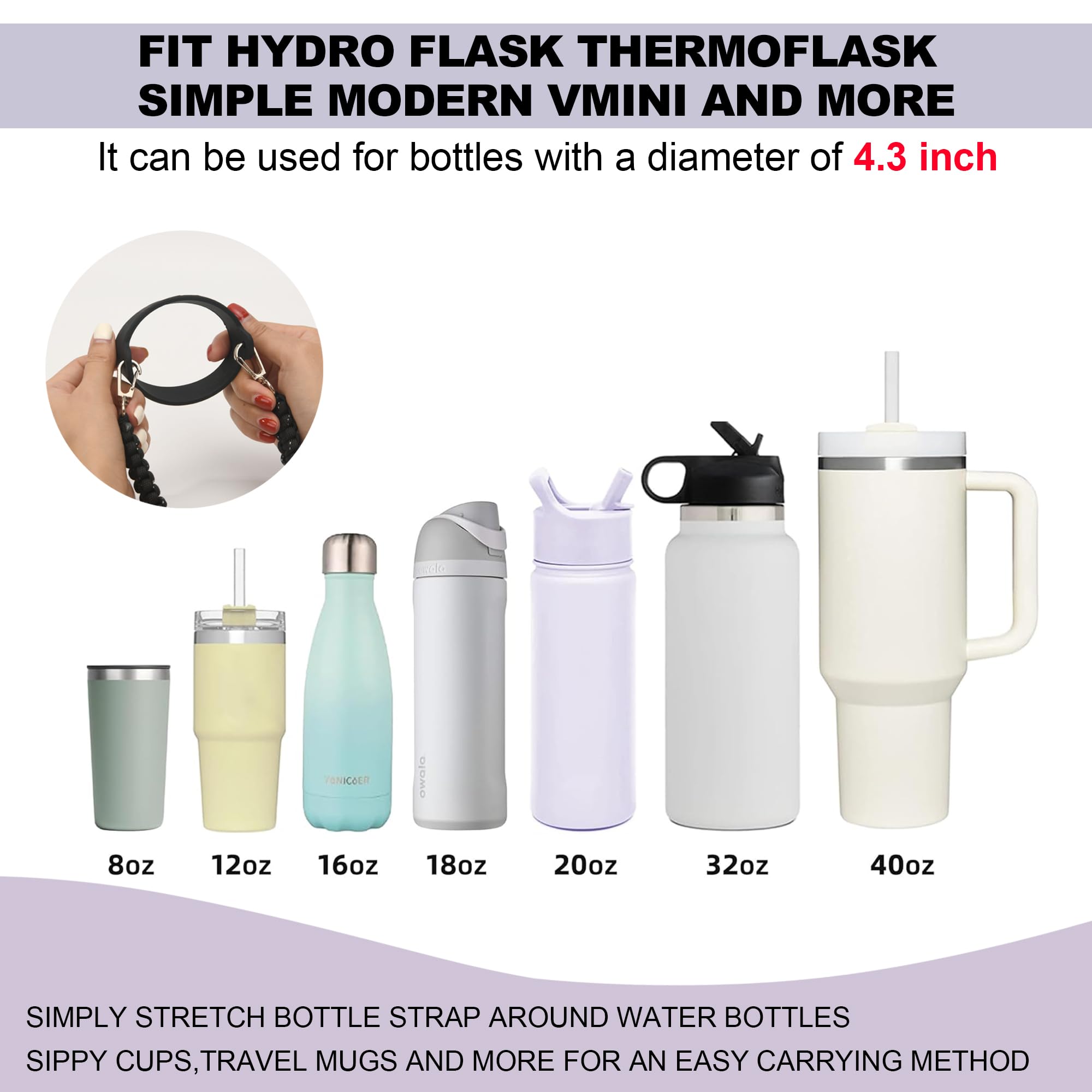 Wongeto Water Bottle Handle Strap - Durable Paracord Handle for Stanley Cups & Tumblers - Perfect for Hiking, Gym & Outdoor Adventures
