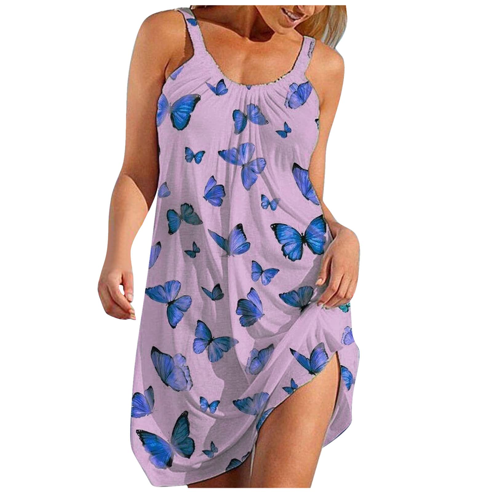 Women's Summer Casual Dress - American Flag Patriotic Floral Boho Sundress for Beach, Vacation & Outdoor Activities | AODONG Plus Size Dresses
