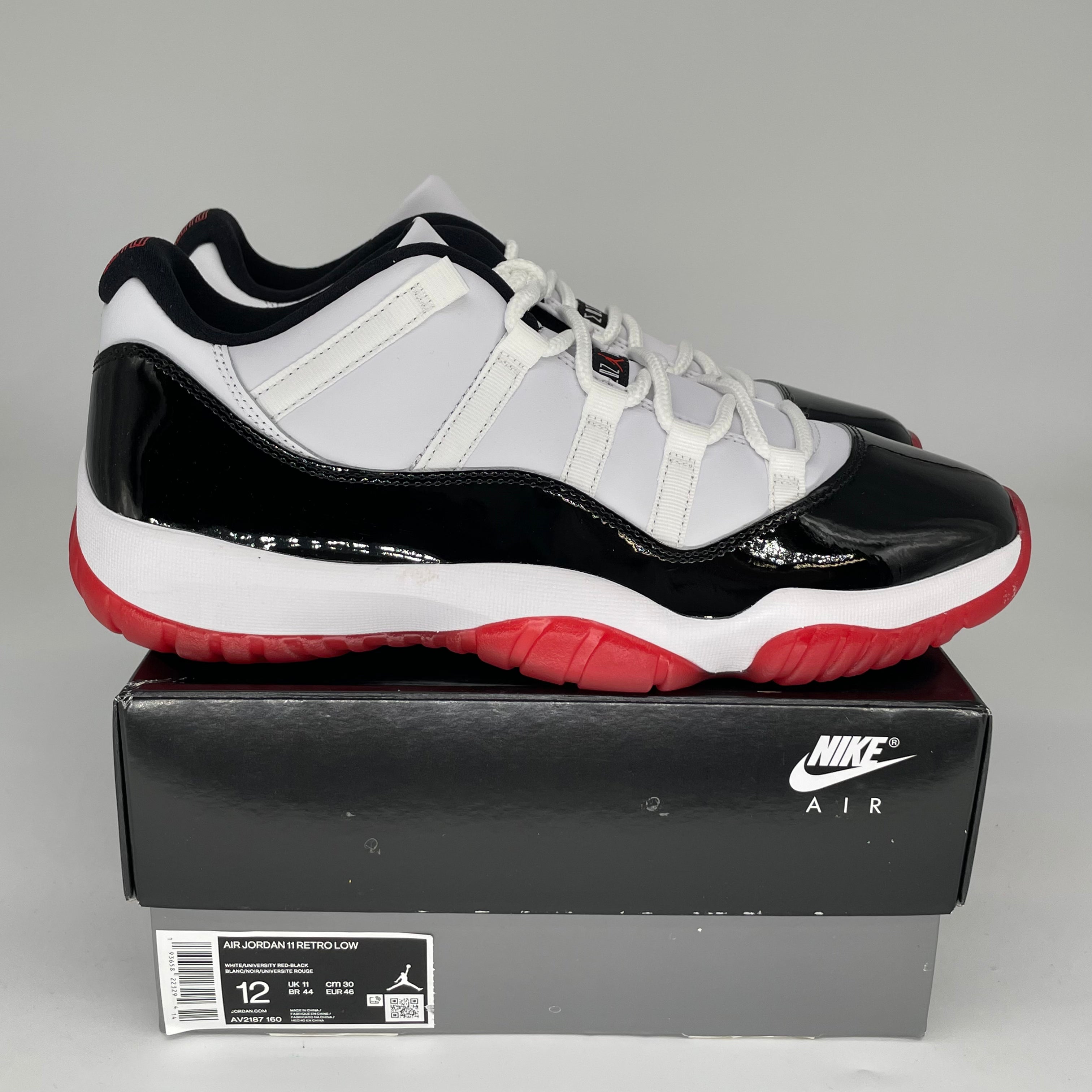 Original Air Jordan 11 Low Concord Bred Men's Basketball Shoes Size 12 (AV2187-160) - Perfect for Casual Wear & Street Fashion