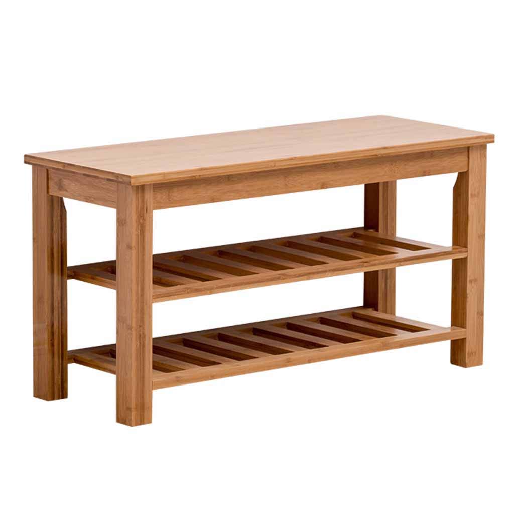 Bamboo Shoe Bench with 2-Tier Storage Shelf - Entryway Shoe Organizer, Shoe Changing Stool & Cabinet for Bathroom, Living Room & Hallway - Perfect for Small Spaces & Home Organization