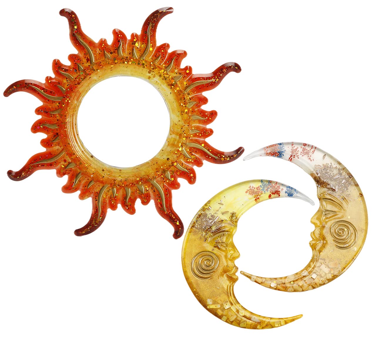 Sun and Moon Silicone Molds for Epoxy Resin | Crescent & Sunburst Mirror Resin Molds | DIY Art Crafts & Home Decor | Perfect for Wall Art, Jewelry Making, and Gift Projects