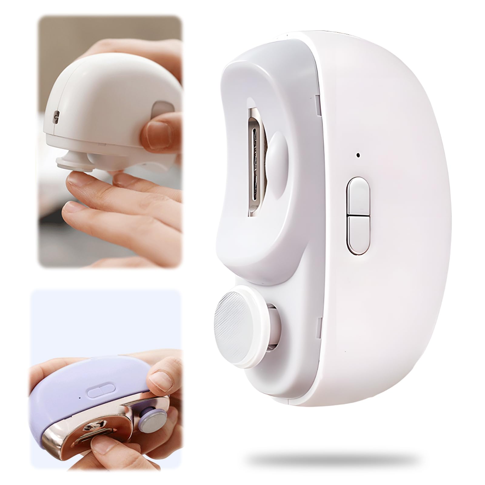 2 in 1 Electric Nail Clipper & Polisher - 2025 Upgraded Automatic Nail Trimmer for Adults & Seniors - Painless Toenail & Fingernail Clippers with Smooth Polish Finish (White) - Perfect for Home, Travel & Elderly Care