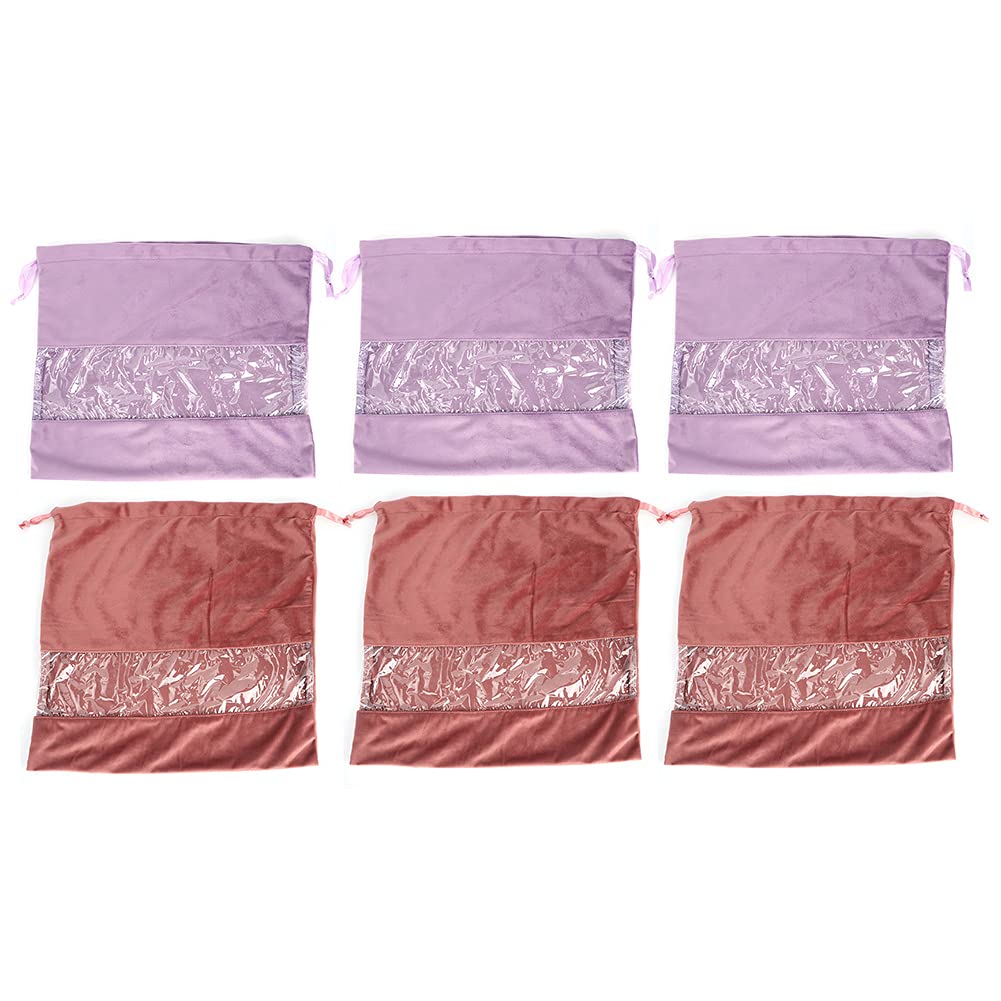 3pcs Velvet Drawstring Cosmetic Bags for Makeup, Shoes & Travel