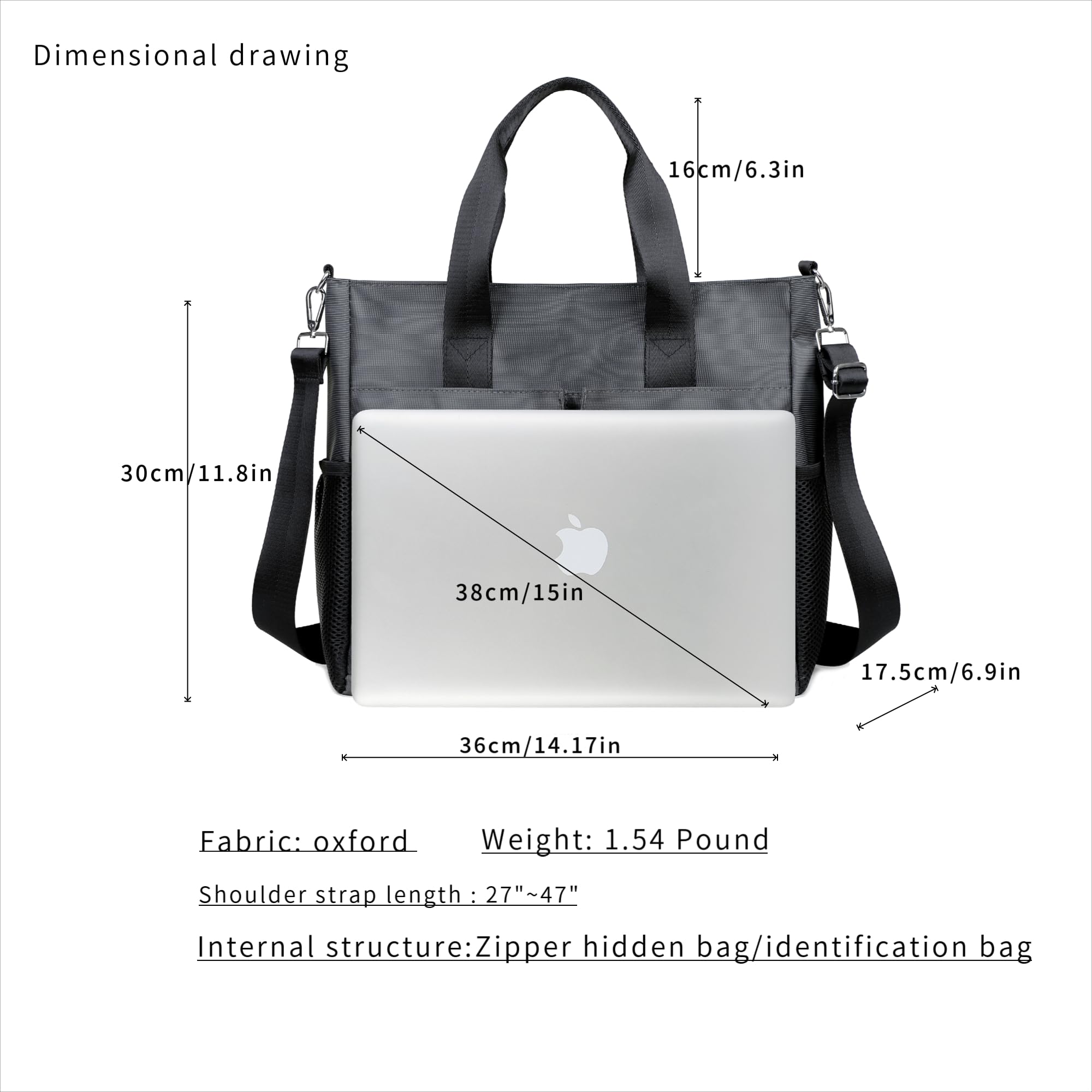 Oxford Canvas Tote Bag for Women & Men - Waterproof Nylon Crossbody Shoulder Bag with Multi-Pockets - Laptop Work Bag for Teachers, Office, Travel & Outdoor Activities | Perfect for Commuting, Shopping & Daily Use