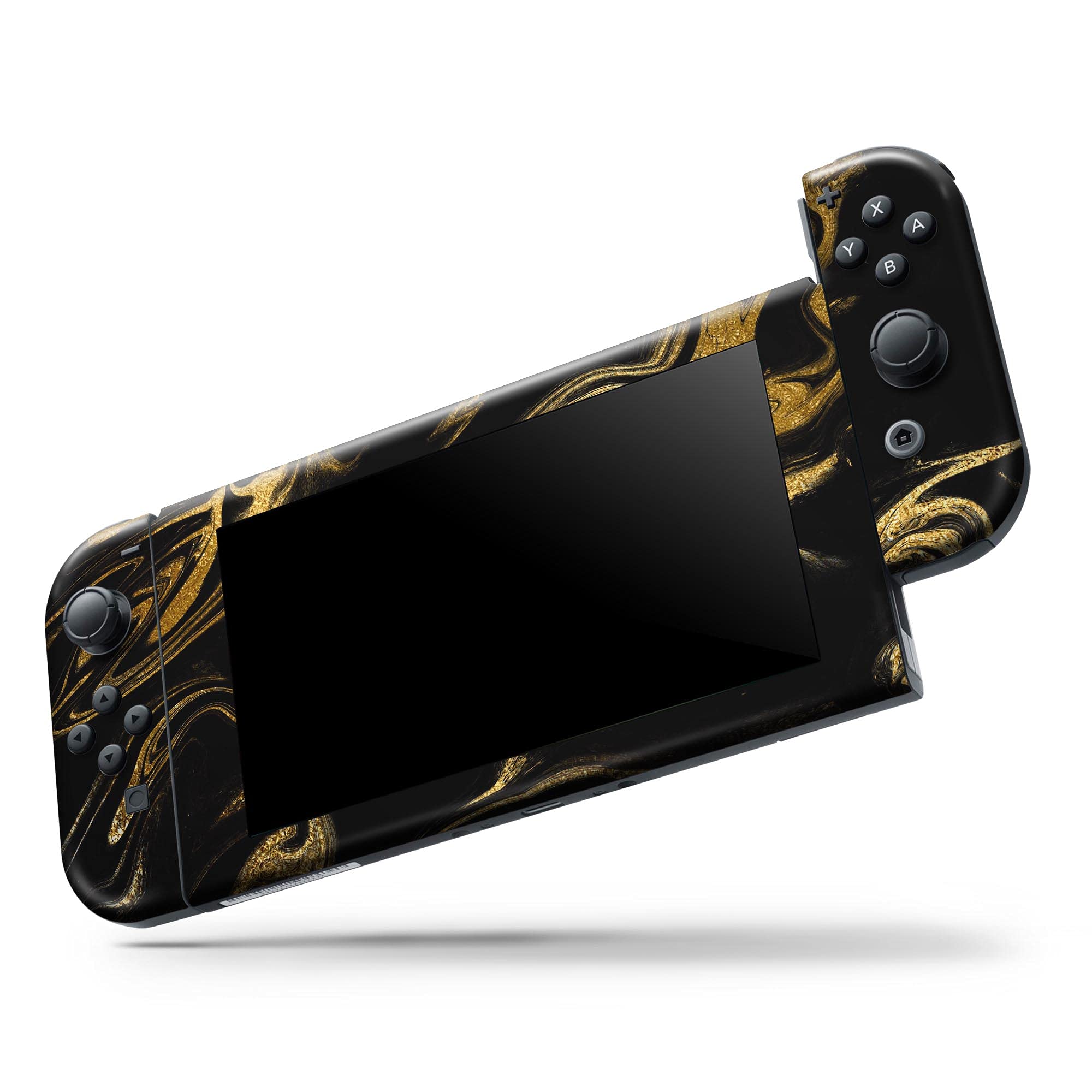 Nintendo Switch Lite Skin Decal - Black & Gold Marble Vinyl Wrap Cover | Scratch-Resistant, Removable Protective Case | Perfect for Gaming, Travel & Personalization