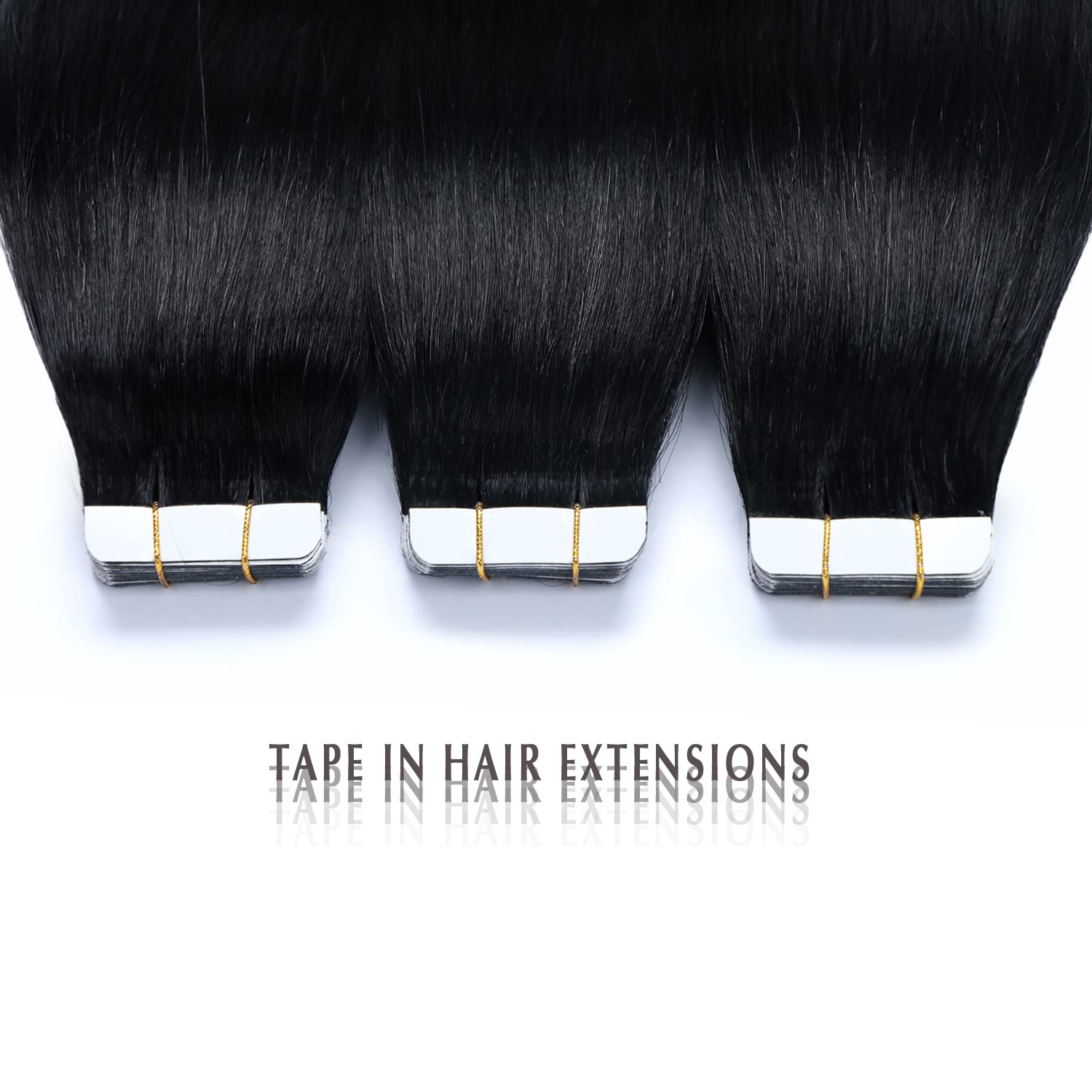 SURNEL 18 Inch Tape in Hair Extensions - 20pcs 50g Human Hair #1 Jet Black - Remy Straight Hair Extensions for Length & Volume - Perfect for Parties, Weddings & Everyday Styling