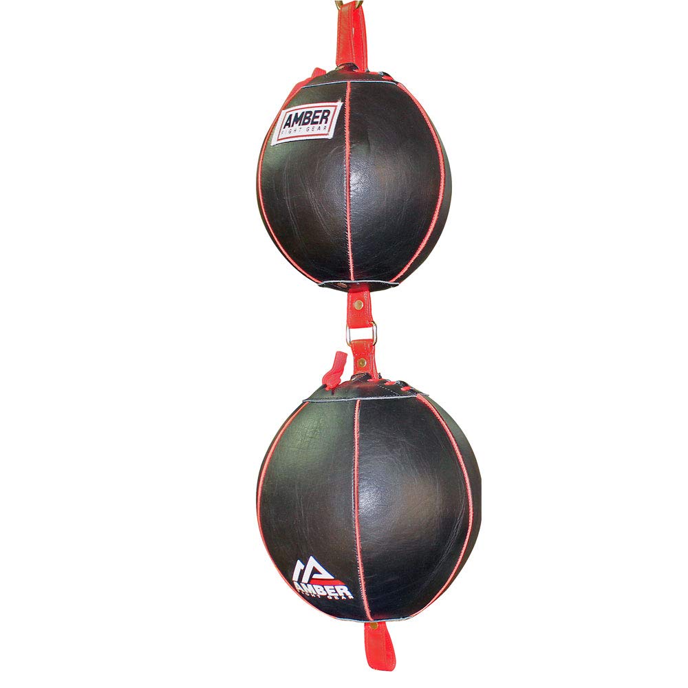 AMBER Sports Double End Boxing Bag - Traditional Leather Punching Bag for Training & Fitness - Perfect for Home Gym, Boxing Practice & MMA Workouts