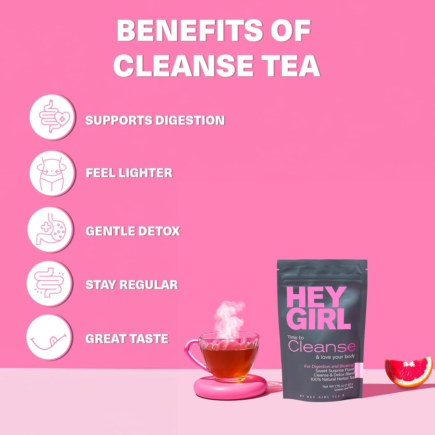 Organic Detox Tea for Colon Cleanse - Herbal Loose Leaf Tea with Natural Ingredients - Healthy & Soothing Digestive Drink by Hey Girl Tea - Perfect for Morning Routine, Weight Loss & Wellness