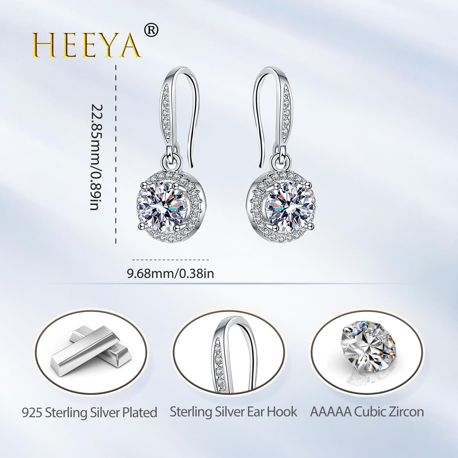 Sterling Silver Drop Earrings for Women | Cubic Zirconia Dangle Earrings | Hypoallergenic Round, Leaf, Daisy, Oval, Drop & Square Shapes | Birthday, Anniversary & Wedding Jewelry Gift with Box | Perfect for Parties, Date Nights & Special Occasions