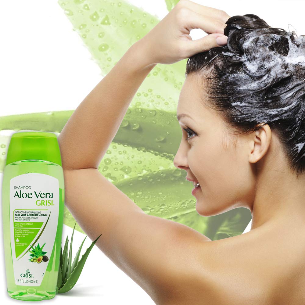 Grisi Aloe Vera Shampoo for Dry Hair - Moisturizing & Nourishing Hair Care with Natural Aloe Extract, Paraben-Free, Sulfate-Free - 13.5 Fl Oz - Promotes Soft, Shiny Hair - Perfect for Daily Use & Damaged Hair Repair