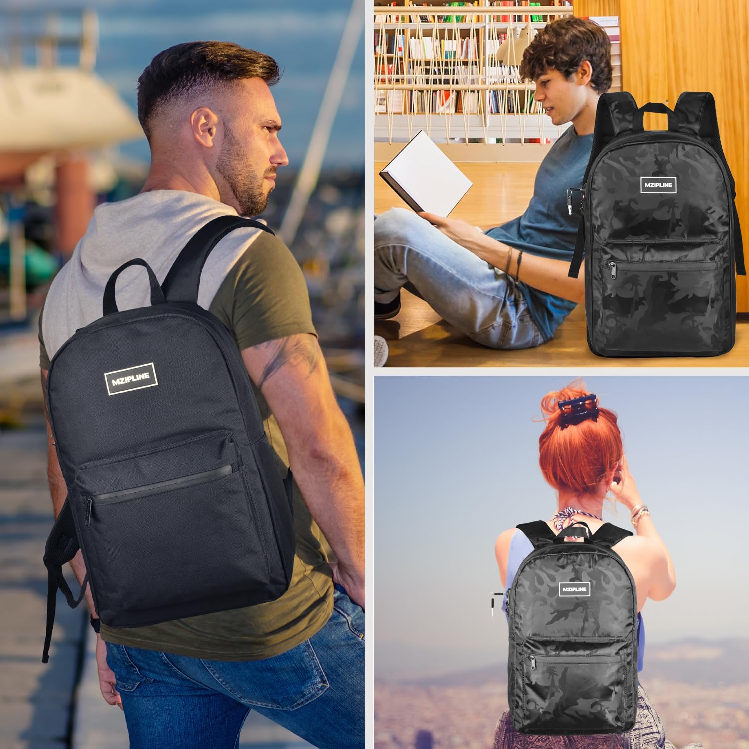 Anti-Theft Travel Backpack with Lock - Water Resistant Laptop Daypack for Men & Women - Activated Carbon Fiber Lining - Camo Burgundy - Perfect for Commuting, Business Trips & Outdoor Adventures