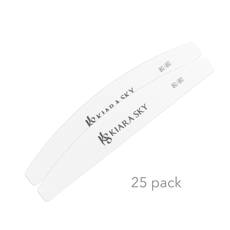 80/80 Half Moon Nail Files - 25 Pieces Bulk Pack for Professional & At-Home Manicures & Pedicures