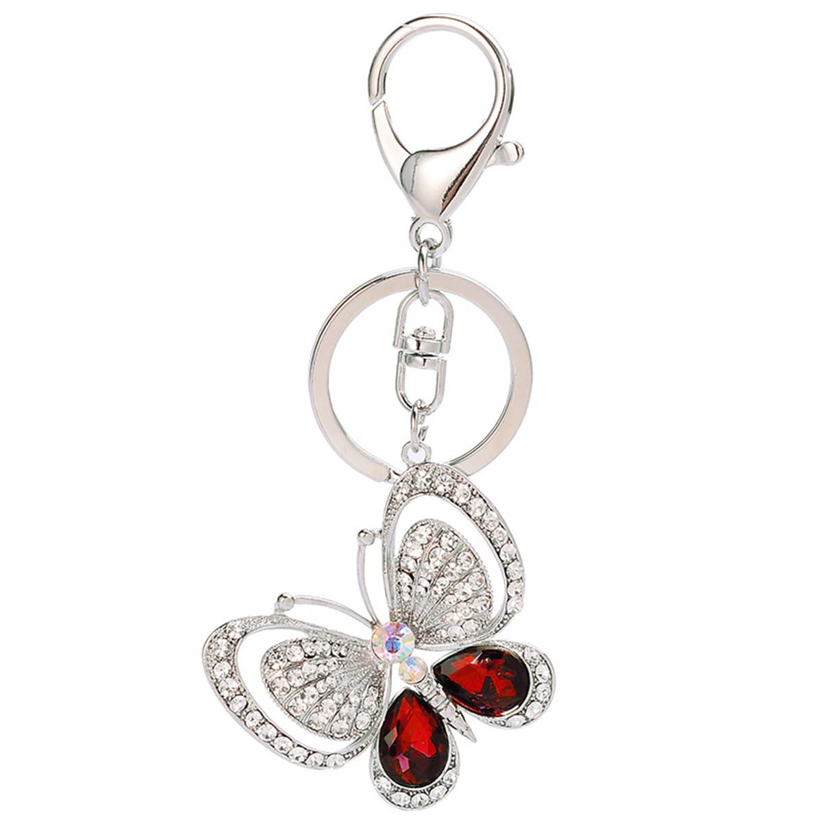 Butterfly Keychain for Women - Fashion Crystal Rhinestone Keyring Key Holder - Car Accessories & Gift Idea (Red) - Perfect for Key Organization, Purse Decor, and Car Keys