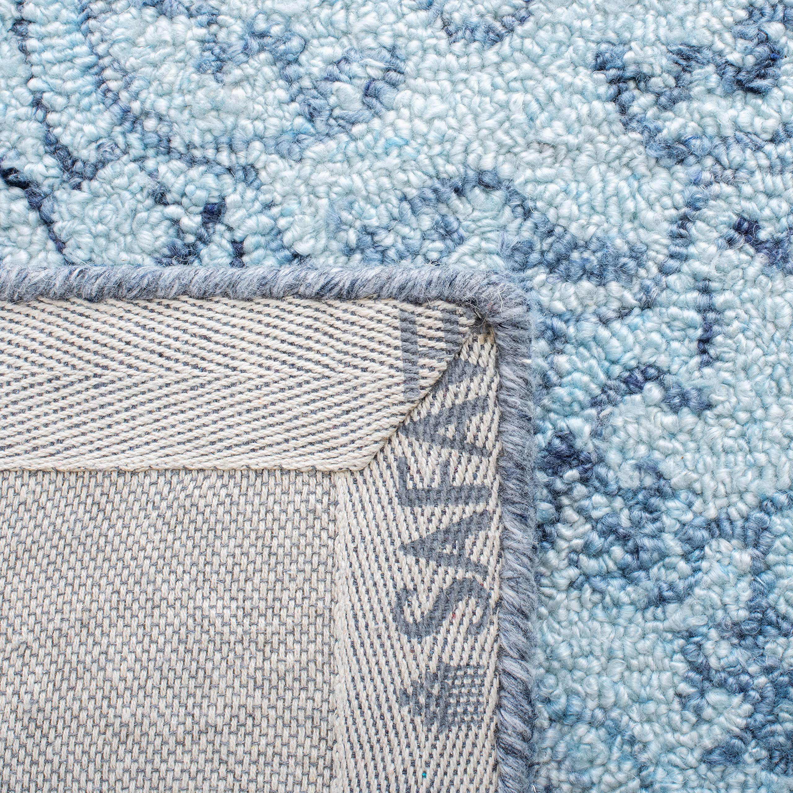 SAFAVIEH Marquee Collection Handmade Area Rug - 8' x 10' Light Blue & Navy, Non-Slip & Durable for High Traffic Areas - Perfect for Living Room, Bedroom, Office & Dining Room (MRQ112J)