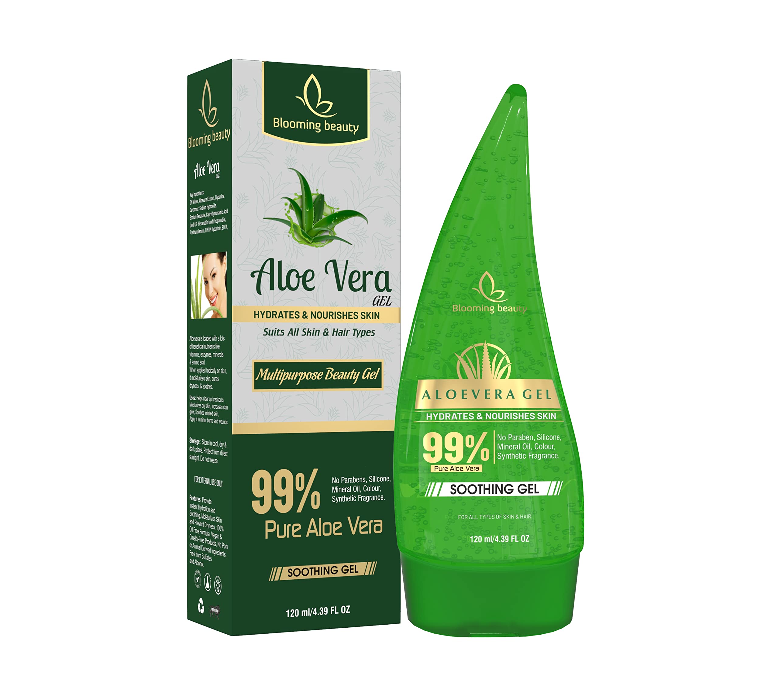 **Aloe Vera Moisturizing Gel for Face, Body & Hair – Hydrating, Brightening & Soothing Skin Care – Dark Circle Treatment – 120ml (Pack of 1) – Perfect for Daily Hydration & Post-Sun Care**