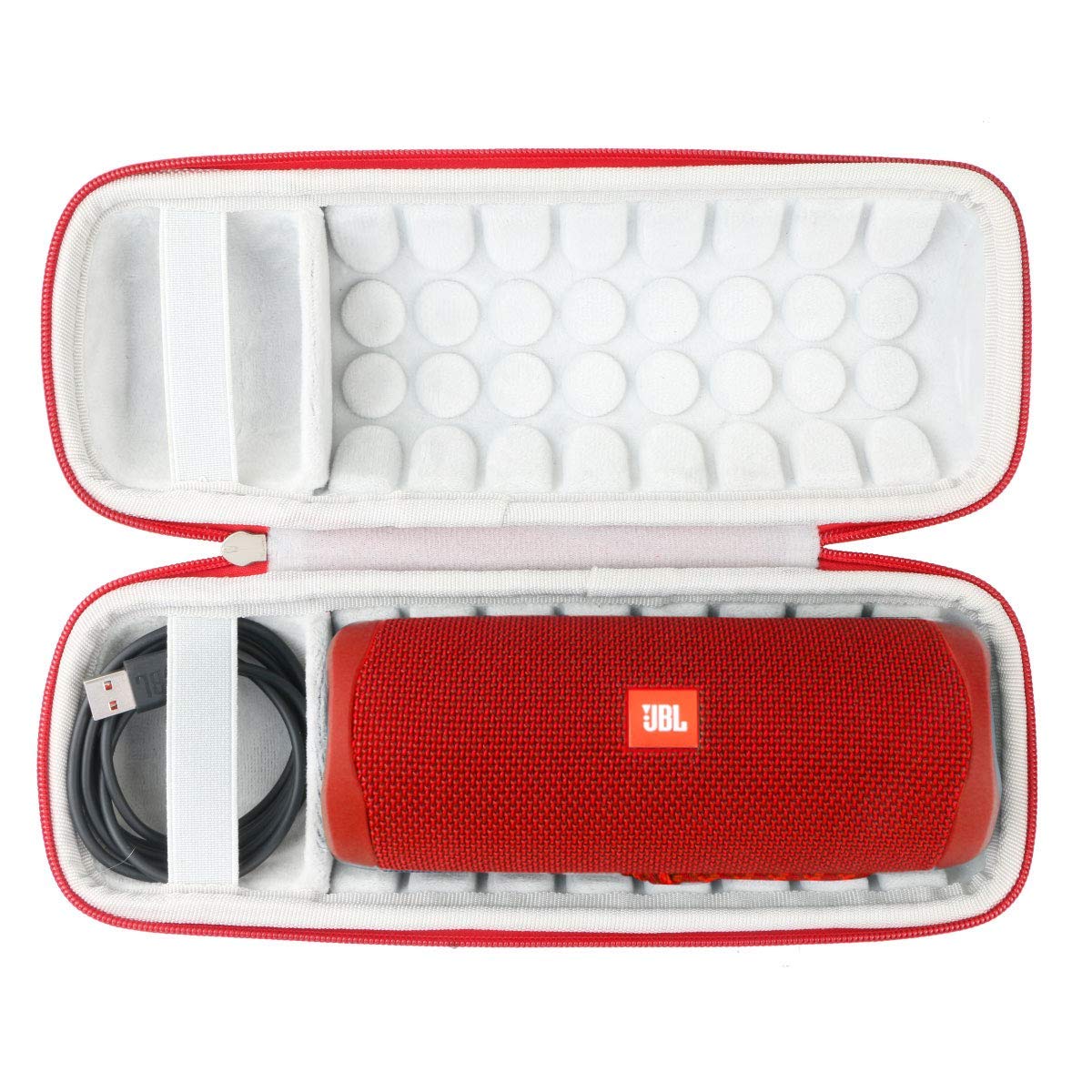 JBL Flip 7/6/5 Hard Travel Case - Protective Cover for Portable Bluetooth Speaker | Durable EVA Shell with Custom Fit | Perfect for Outdoor Adventures, Travel & Beach (Red/White)