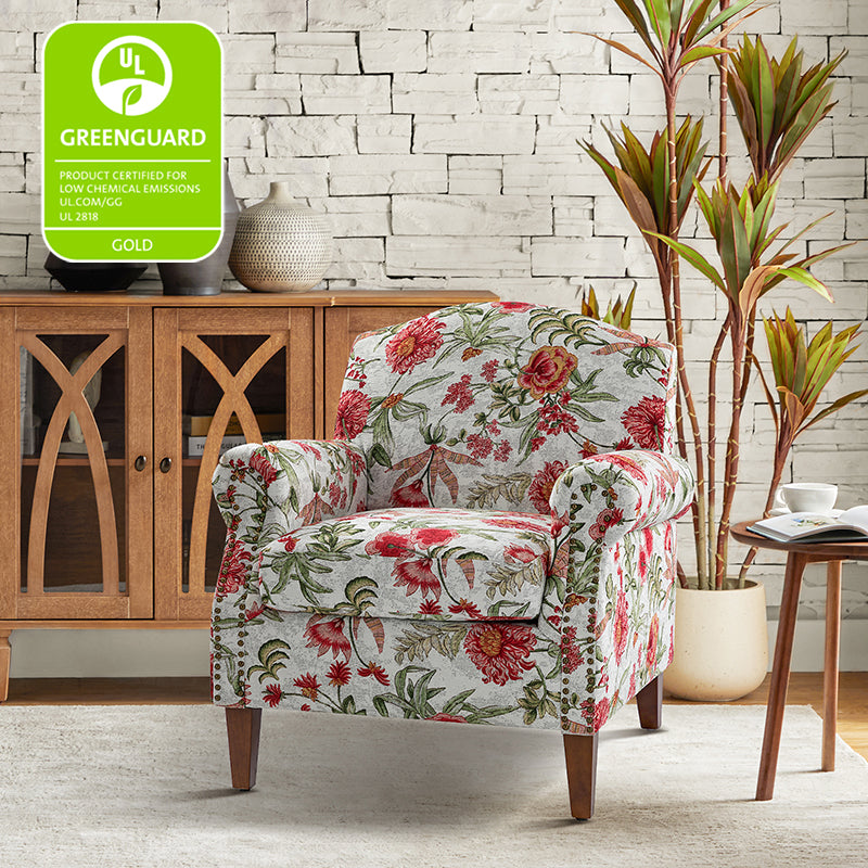 Matteo Upholstered Armchair with Nailhead Trim - Modern Accent Chair for Living Room, Bedroom & Office - Comfortable Lounge Chair with Stylish Nailhead Detailing