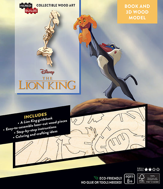 IncrediBuilds: Disney's The Lion King Book and 3D Wood Model Kit - DIY Wooden Puzzle for Kids & Adults, Perfect for Family Bonding and Disney Fans Collection