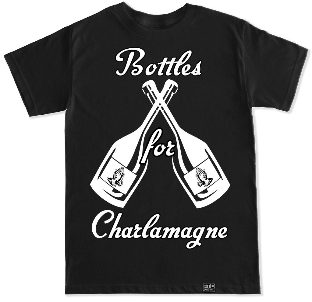 FTD Apparel Men's Charlamagne Graphic T-Shirt - Funny Bottle Design Cotton Tee for Casual Wear & Street Style