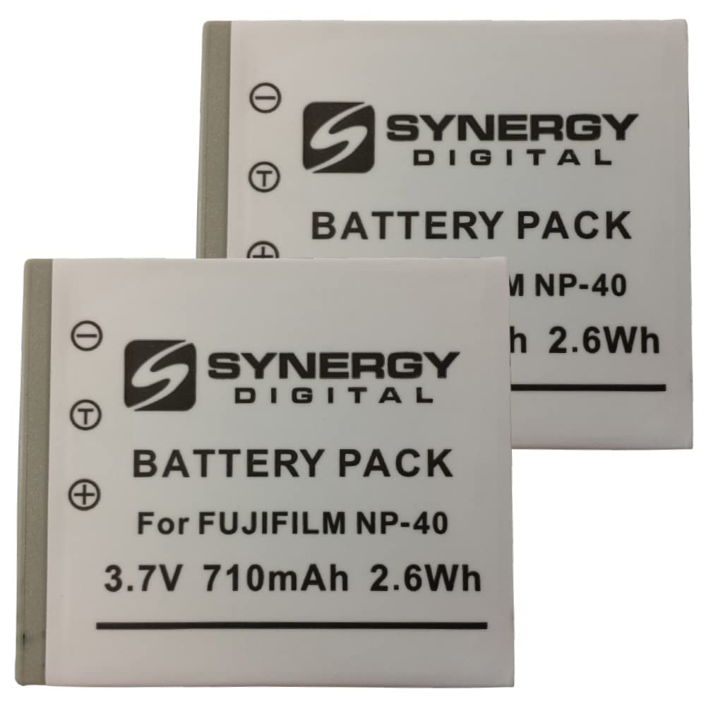 Synergy Digital Camera Batteries (2-Pack) - Compatible with Fujifilm FinePix V5 FD Camera - 3.7V 710mAh Li-ion Replacement for Fuji NP-40 Battery - Perfect for Travel Photography & Backup Power