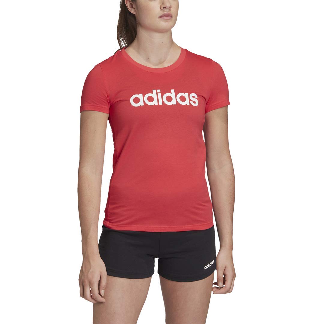 Adidas Women's Essentials Linear T-Shirt - Soft Cotton Crewneck Tee for Casual Wear, Workout & Everyday Outfits | Perfect for Gym, Running, Yoga & Lounge