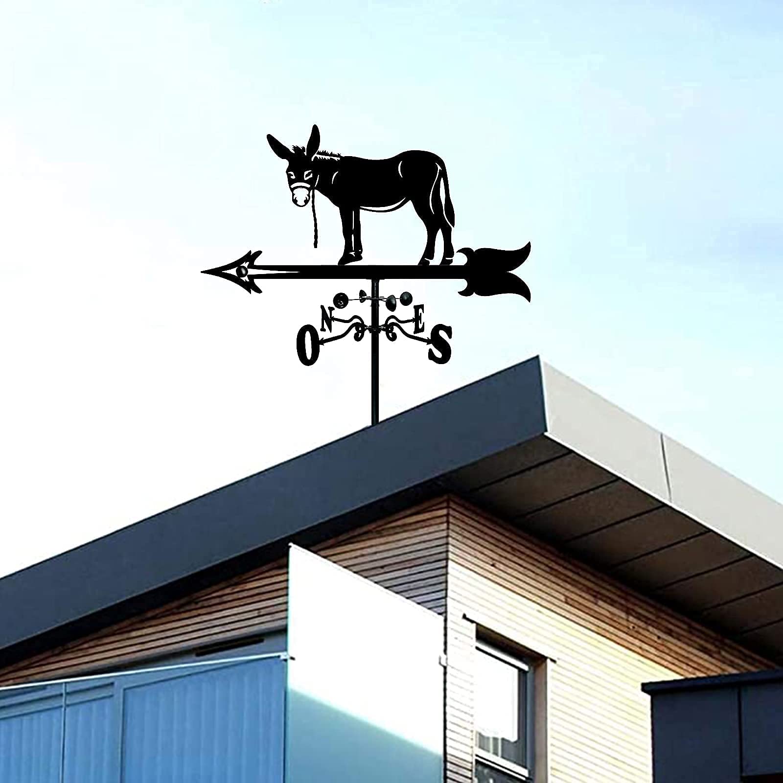 Stainless Steel Horse & Mule Weather Vane - Roof Mount Wind Direction Indicator for Courtyard & Garden Decoration | Easy to Assemble Outdoor Weathervane for Farmhouse, Barn & Patio Use