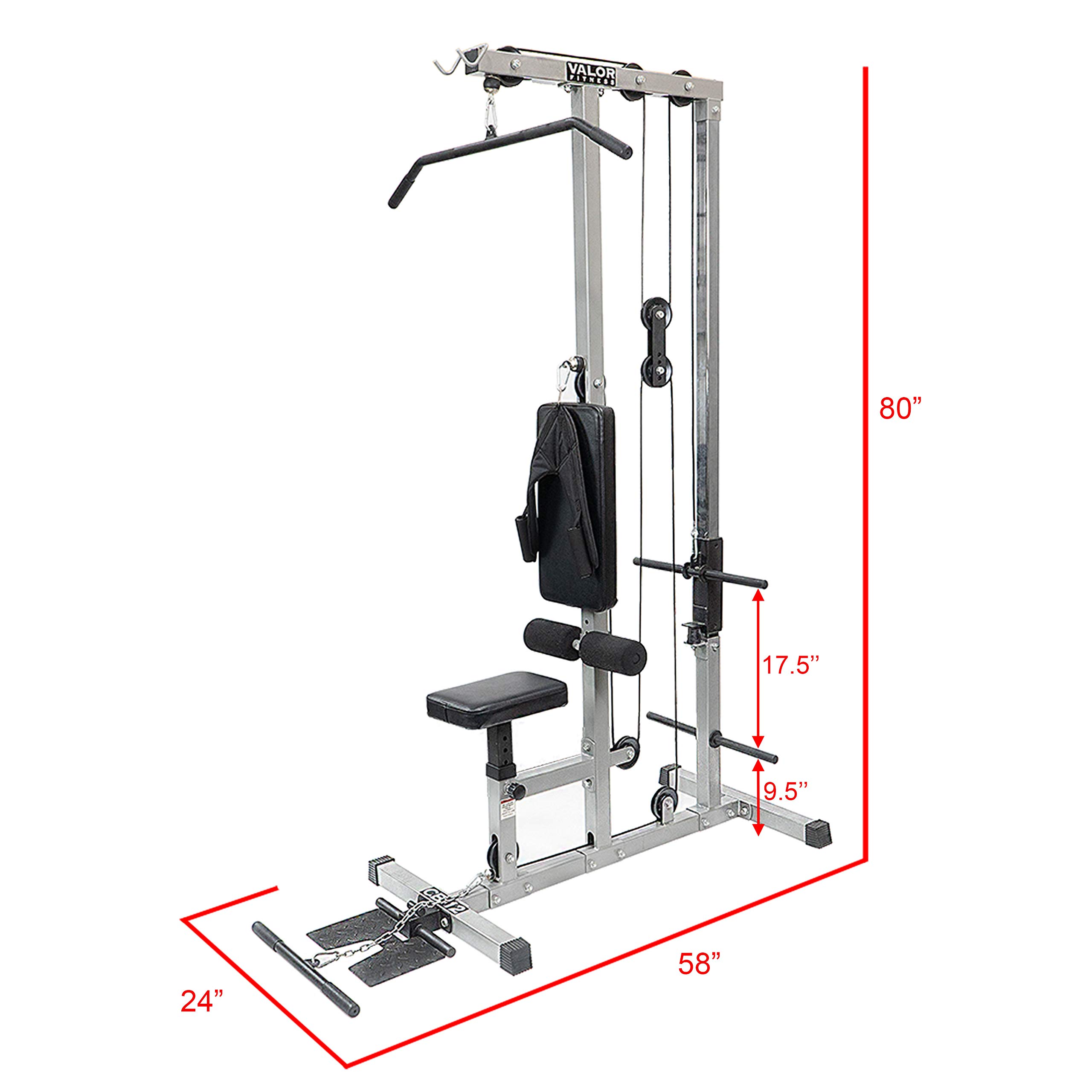 Valor Fitness Cable Machine - Lat Pulldown & Low Row Home Gym Equipment with Attachments | 200 lb Capacity Strength Training System for Upper Body Workouts | Perfect for Home Gym, Garage Workouts & Full-Body Exercise