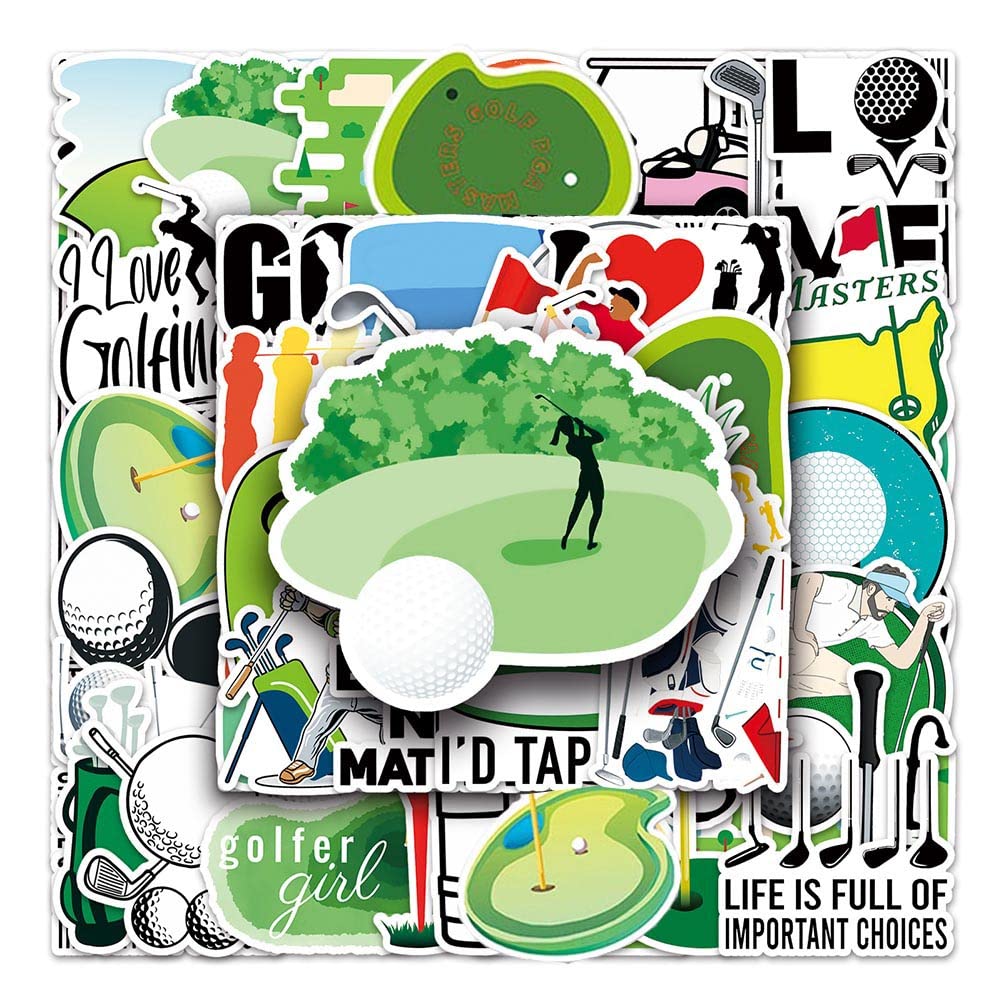 50Pcs Waterproof Golf Stickers - Vinyl Decals for Water Bottles, Laptop, Luggage, Cup, Phone & Skateboard | Durable Sports Decor for Golf Enthusiasts | Perfect for Golf Tournaments, Gifts & Personalization