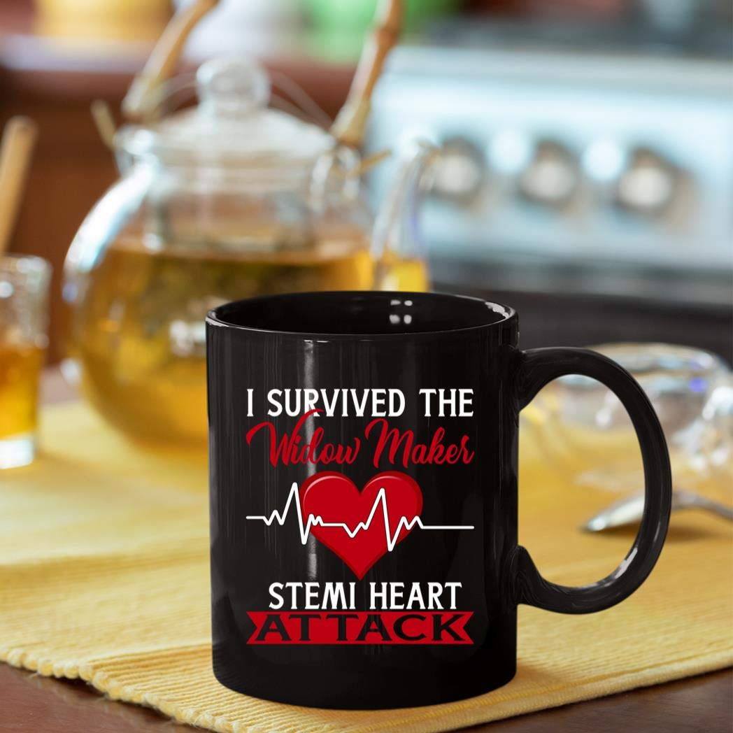 I Survived The WIDOW MAKER STEMI Heart Attack Mug 11oz Black - Inspirational Coffee Cup for Heart Attack Survivors, Doctors & Nurses - Perfect for Hospitals, Clinics & Home Use