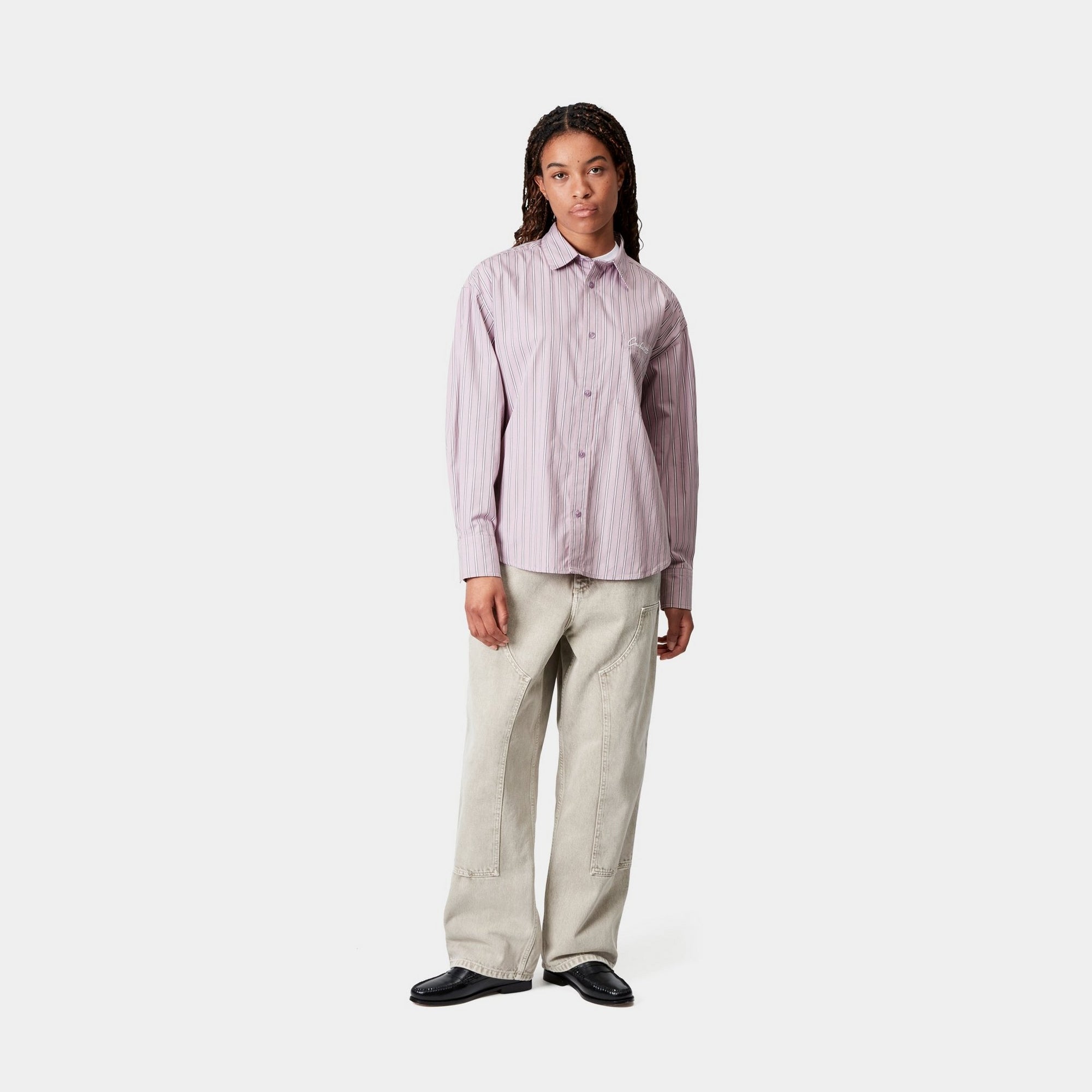Women's Grimsby Stripe Shirt - Pink Fog Casual Button Down Top | Perfect for Office Wear, Date Night & Spring Outfits