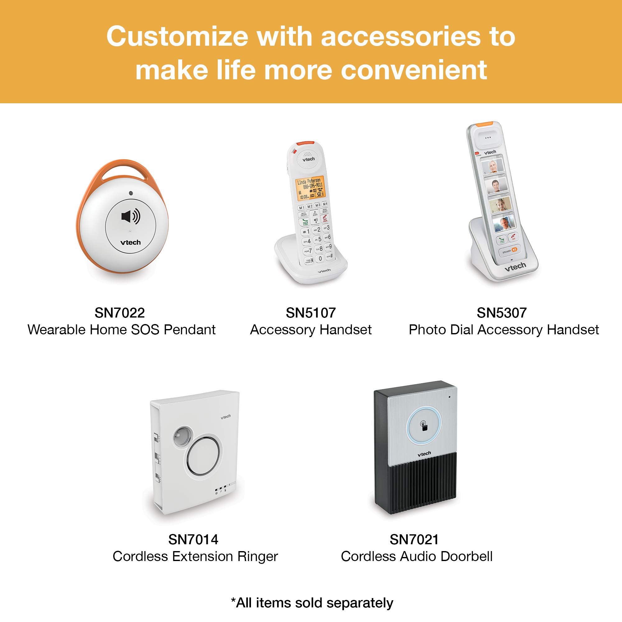 VTech CareLine SN5147 Amplified Corded/Cordless Phone for Seniors - 90dB Extra Loud Ringer, Big Buttons & Large LCD Display - Easy-to-Use Home & Office Landline Telephone System for Elderly & Hearing Impaired