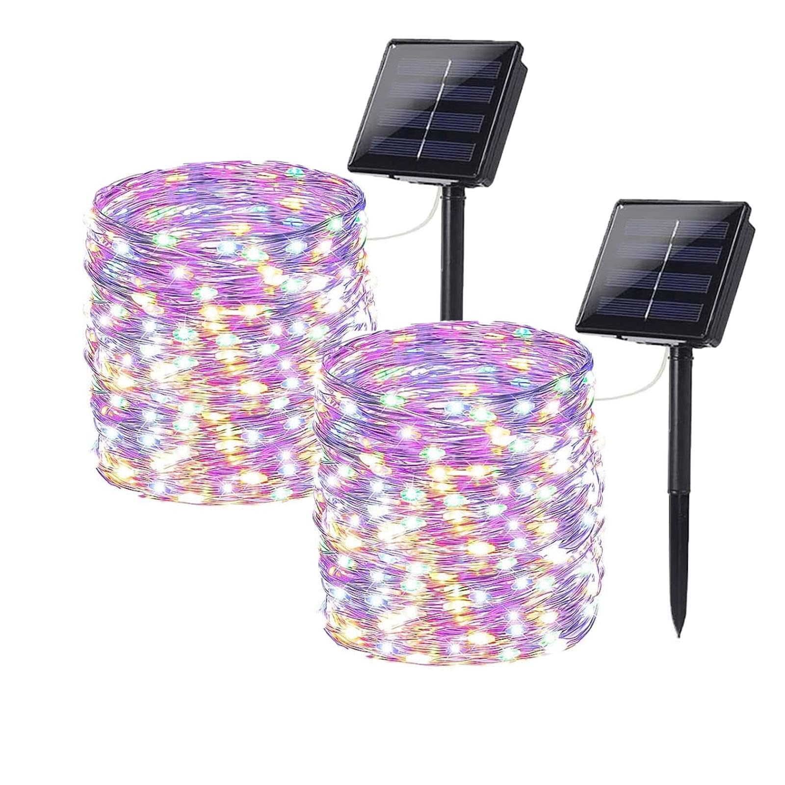 Solar Powered Outdoor String Lights - 2 Pack 72FT 200 LED Waterproof Fairy Lights with 8 Lighting Modes | Multicolor Solar Twinkle Lights for Garden, Patio, Tree, Yard & Wedding Decorations