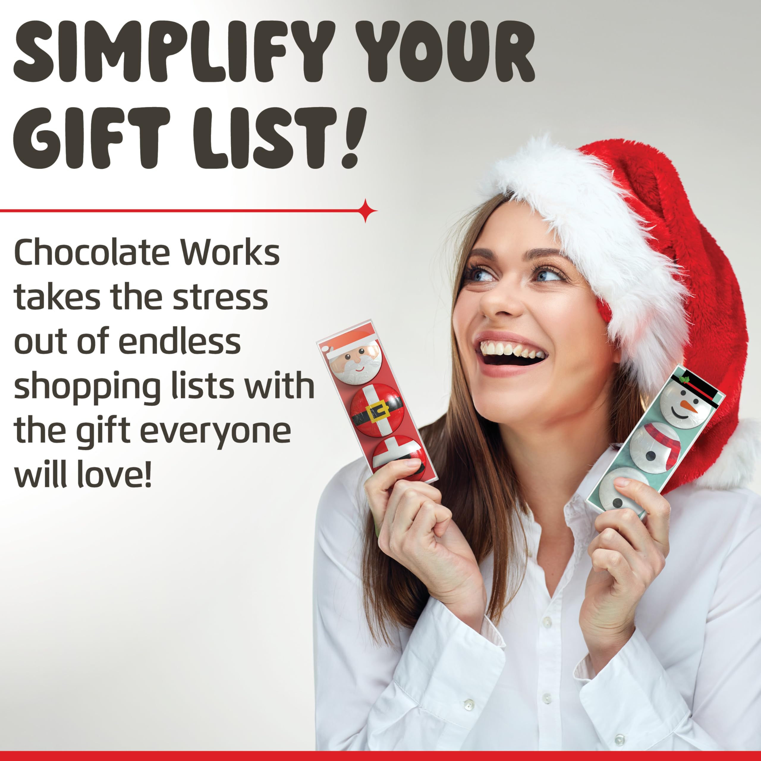 Premium Chocolate Covered Cream Filled Cookies by Chocolate Works - Gourmet Christmas Chocolate Gift Box with Milk Chocolate Coated Cookies (Santa & Snowman Design) - 6 Pack Deluxe Holiday Treats for Gifting, Parties & Festive Celebrations