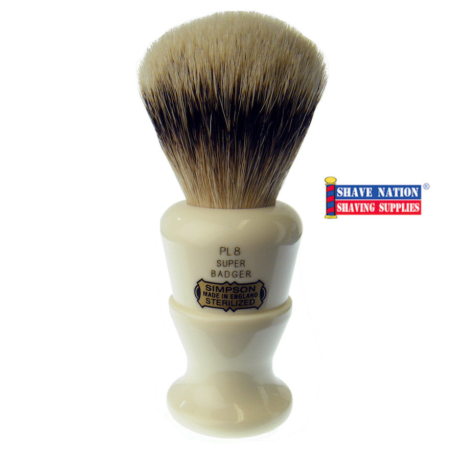 Simpsons Polo PL8 Shaving Brush - Best Badger Hair for Wet Shaving - Luxury Men's Grooming Gift for Father's Day & Special Occasions