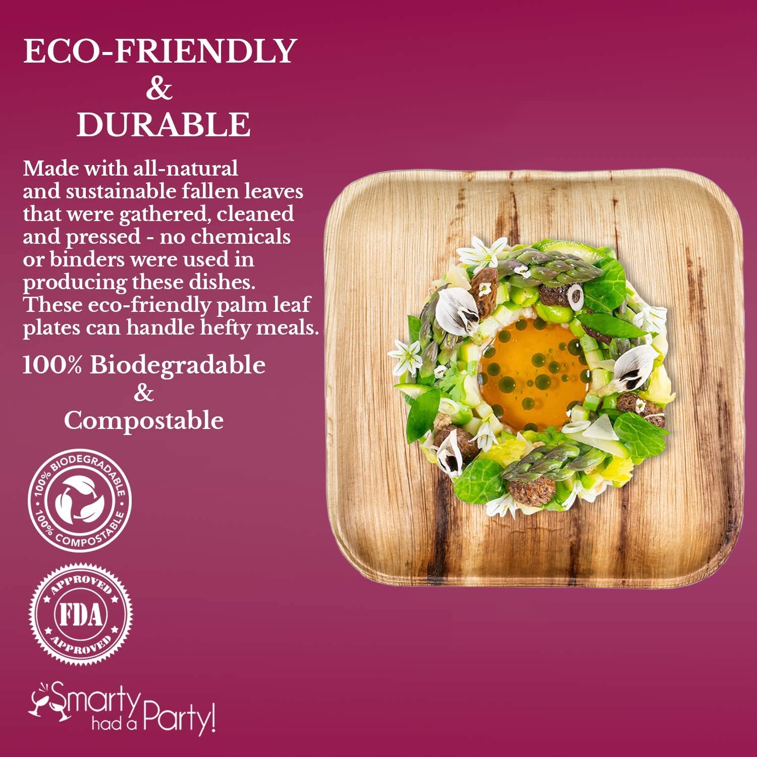 Eco-Friendly Disposable Palm Leaf Dinner Plates - 100% Biodegradable & Compostable - 11