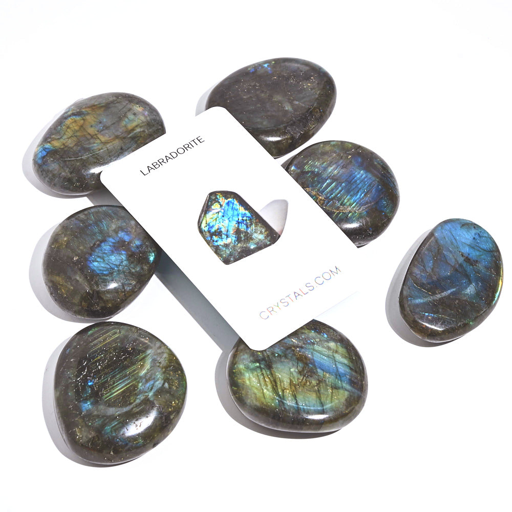 Natural Labradorite Palm Stone - Healing Crystal for Stress Relief & Meditation | Perfect for Reiki, Chakra Balancing & Spiritual Gifts
