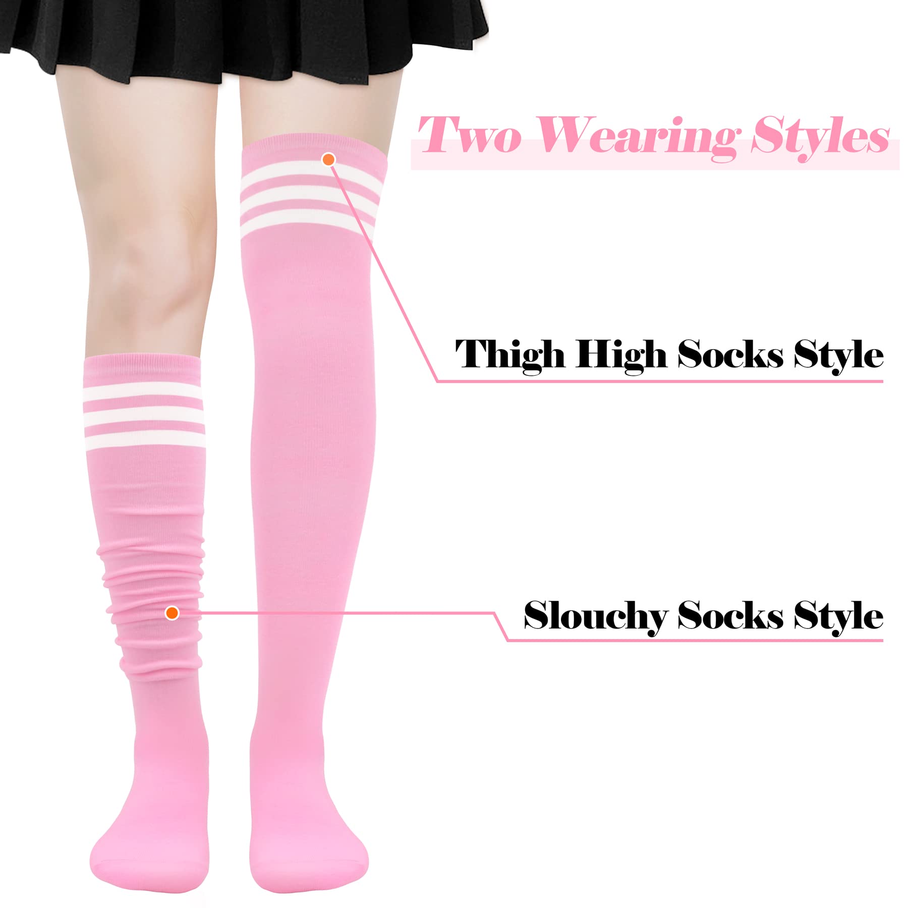 Women's Thigh High Socks - Striped Over The Knee Stockings | Long Tube Socks for Fall & Winter Fashion | Perfect for Boots, Dresses & Casual Outfits