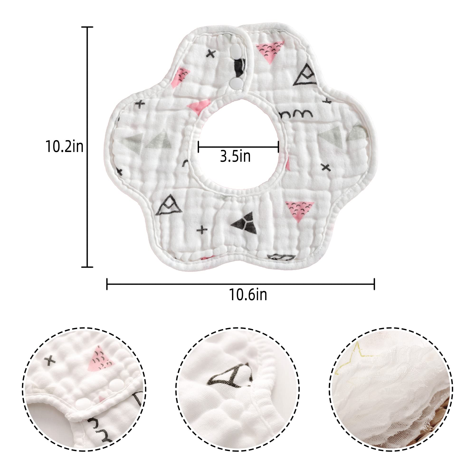 Organic Muslin Baby Bandana Drool Bibs for Boys & Girls - 100% Cotton Soft Teething Bib for Newborns & Infants - Perfect for Feeding, Drooling and Everyday Use