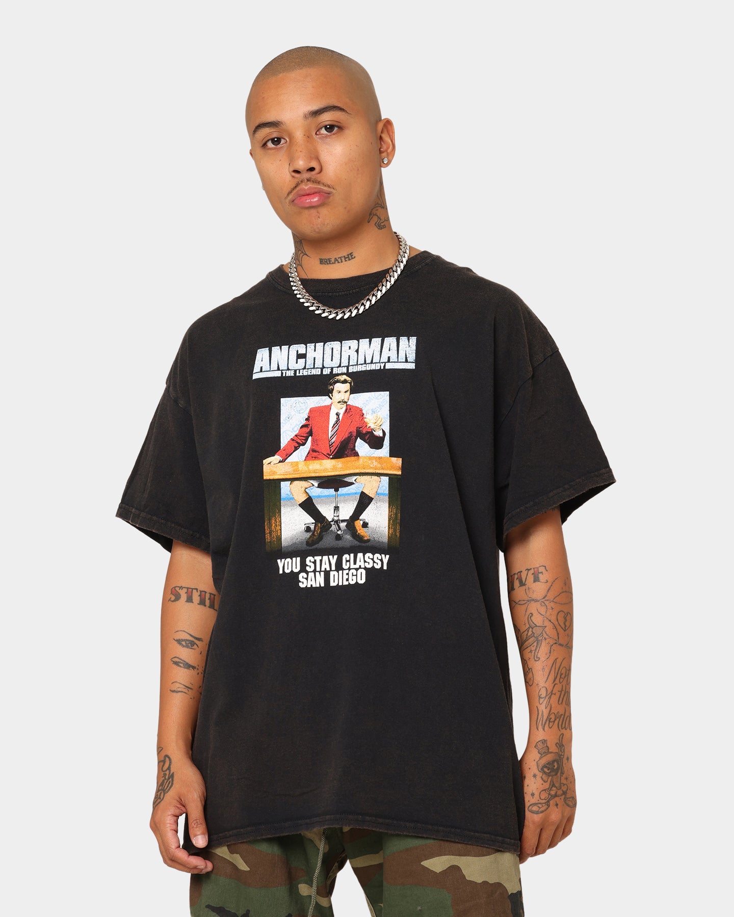 Anchorman Vintage T-Shirt - Black Wash Distressed Style | Retro Movie Tee for Men & Women - Perfect for Casual Wear, Movie Nights & Fan Gifts
