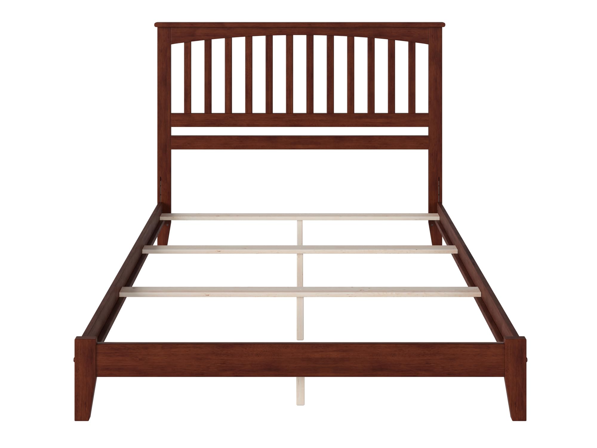 AFI Mission Queen Size Foundation Bed Frame with USB Charging Ports - Solid Walnut Wood for Bedroom, Guest Room, or Dormitory