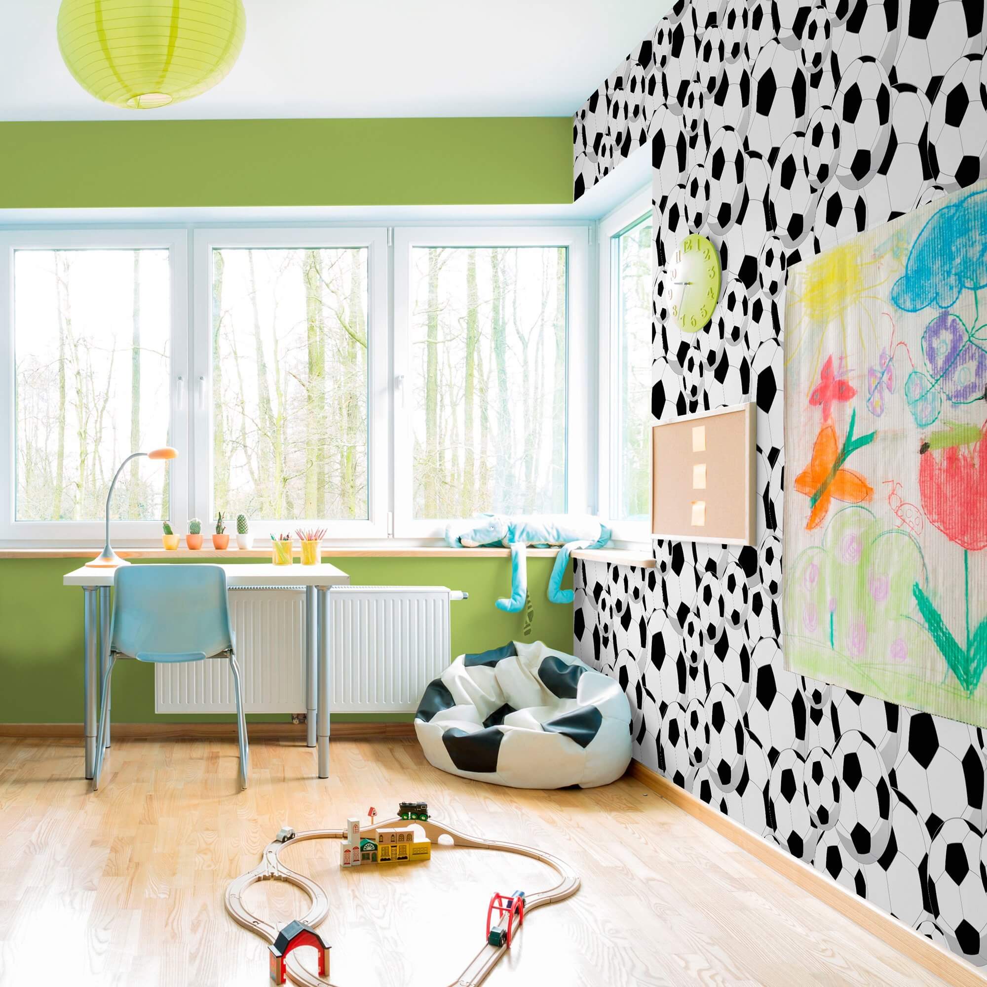 White and Black Sports-Themed Peel & Stick Removable Wallpaper for Kids' Room - Easy DIY Nursery, Bedroom, Playroom Decoration