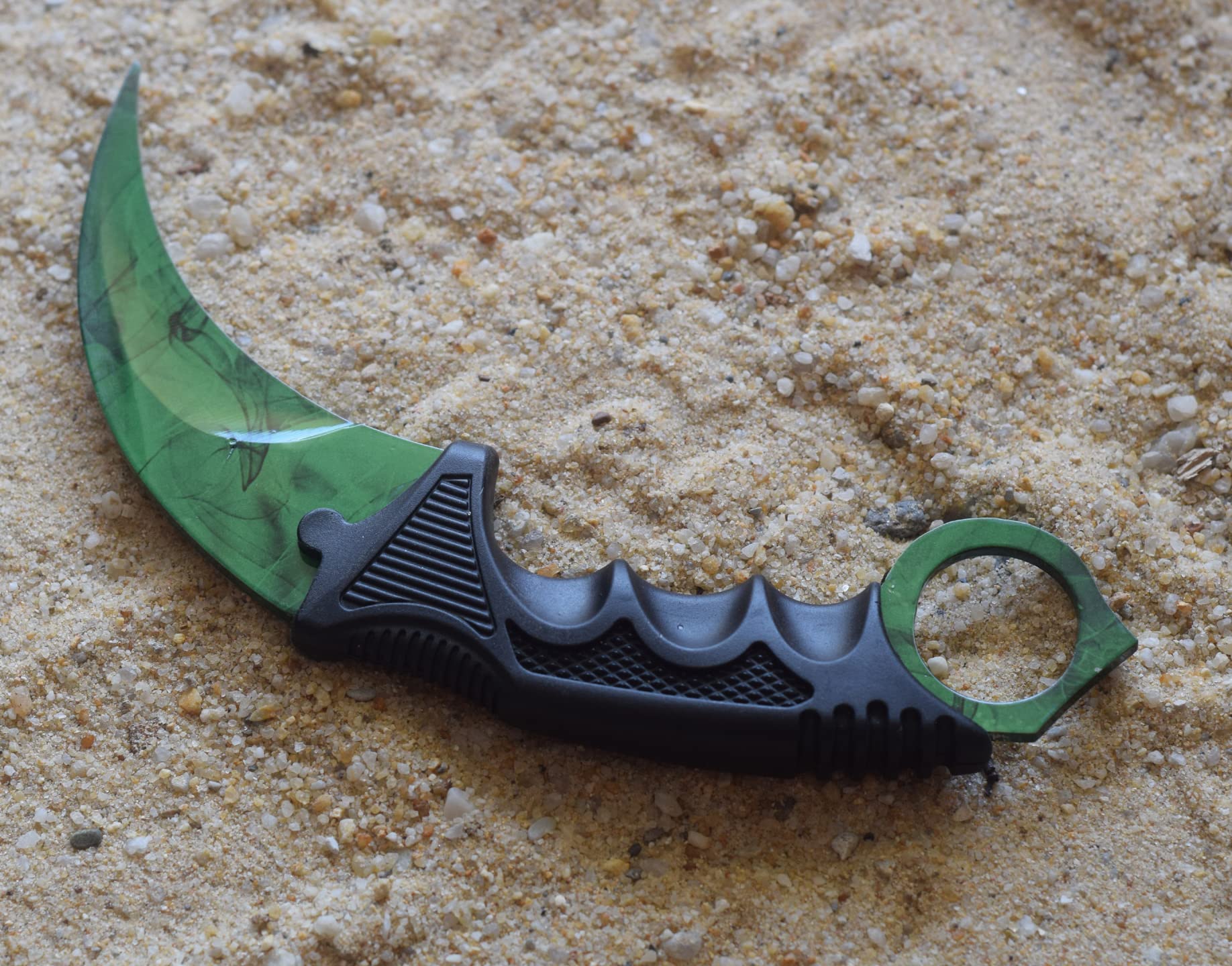 Stainless Steel Karambit Training Knife with Sheath - 100% Safe Practice Tool for Beginners | Self-Defense Training, Martial Arts, Tactical Skills Development (Green)